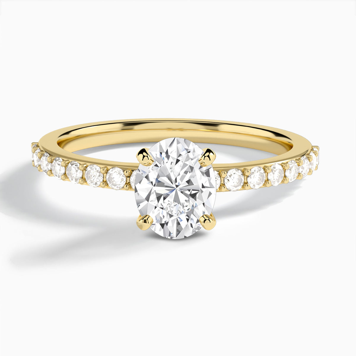 Oval Petite Classic Lab Diamond Engagement Ring In 14K Yellow Gold - Lucenjuri