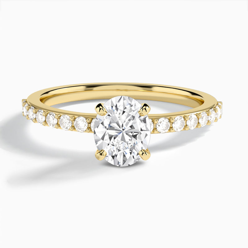 Oval Petite Classic Lab Diamond Engagement Ring In 18K Yellow Gold - Lucenjuri