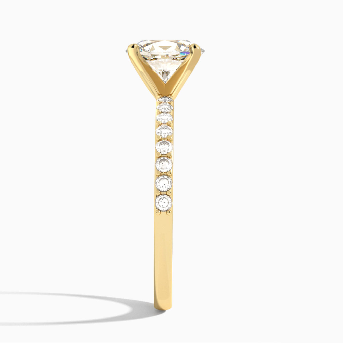 Oval Petite Classic Lab Diamond Engagement Ring In 18K Yellow Gold, Side View