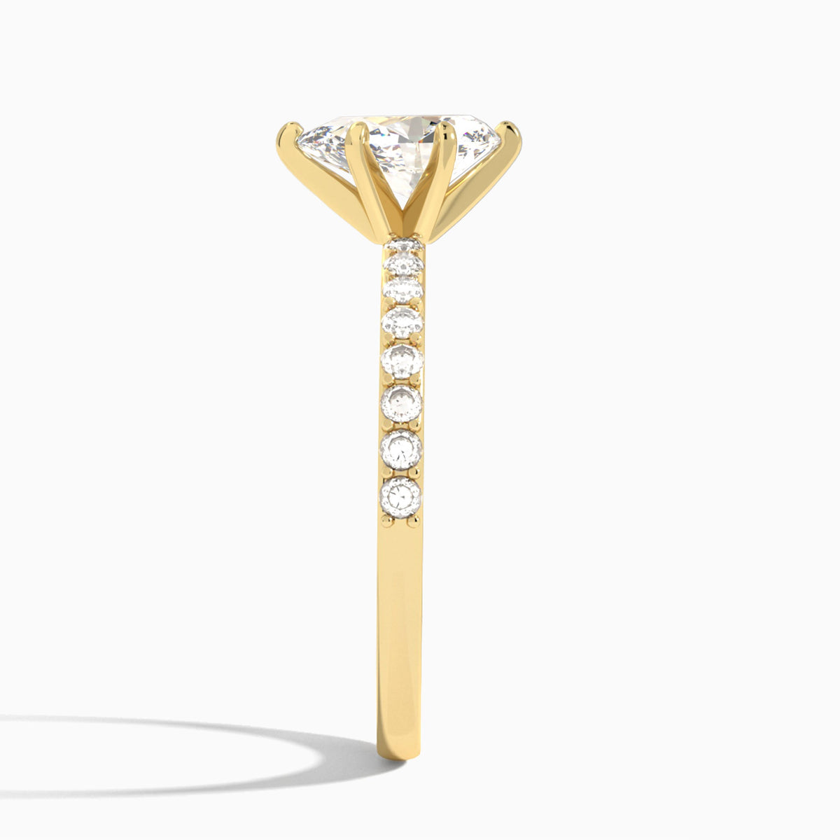 Pear Petite Classic Lab Diamond Engagement Ring In 18K Yellow Gold, Side View