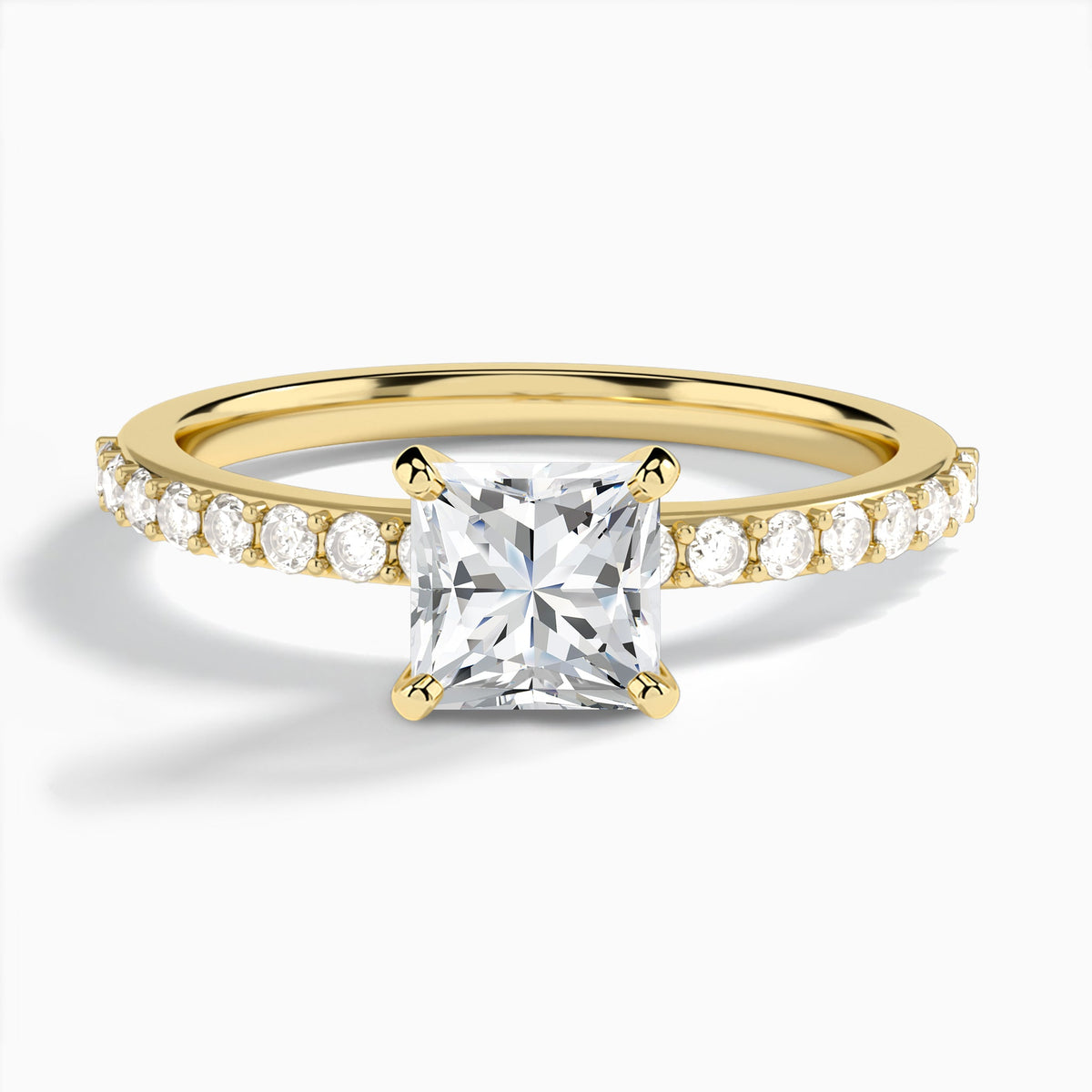 Princess Petite Classic Lab Diamond Engagement Ring In 18K Yellow Gold - Lucenjuri