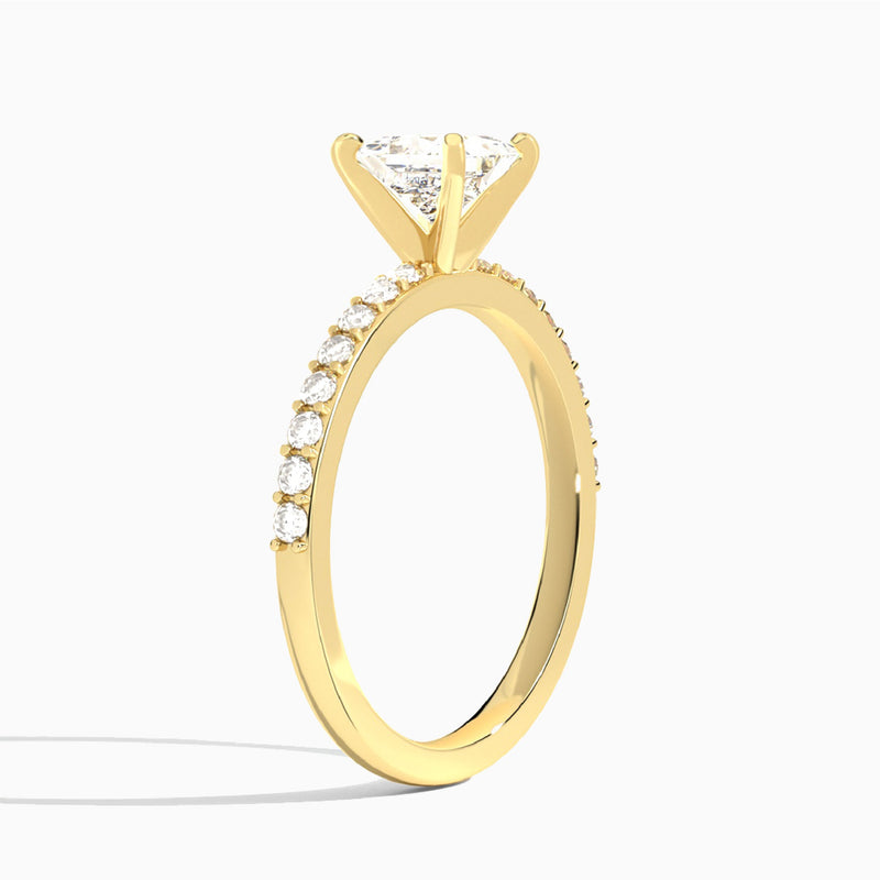 Princess Petite Classic Lab Diamond Engagement Ring In 18K Yellow Gold, Angle View