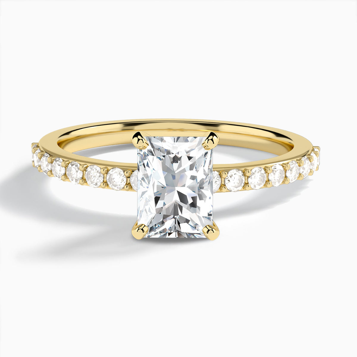 Radiant Petite Classic Lab Diamond Engagement Ring In 18K Yellow Gold - Lucenjuri