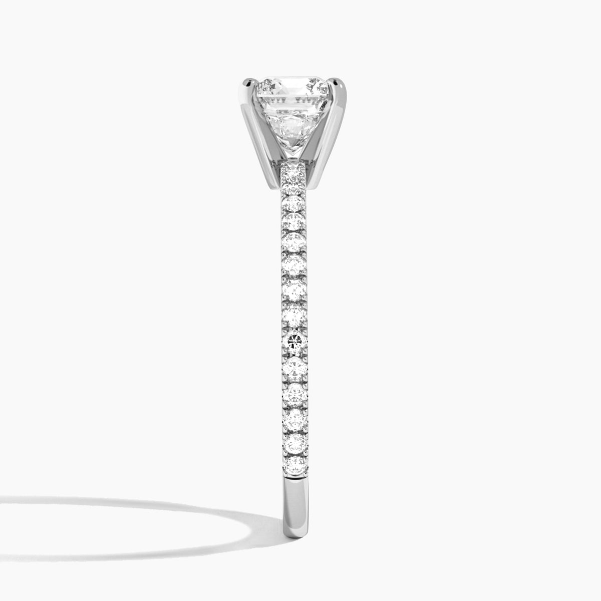 Cushion Luxe Belle Lab Grown Diamond Engagement Ring In Platinum, Side View