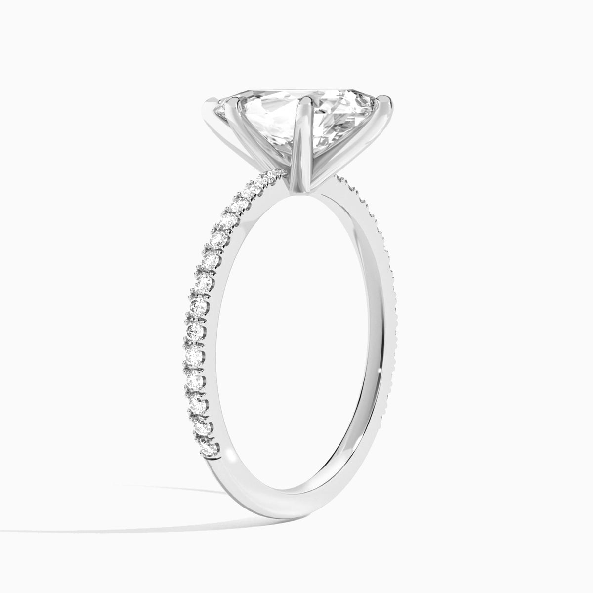 Pear Luxe Belle Lab Grown Diamond Engagement Ring In Platinum, Angle View
