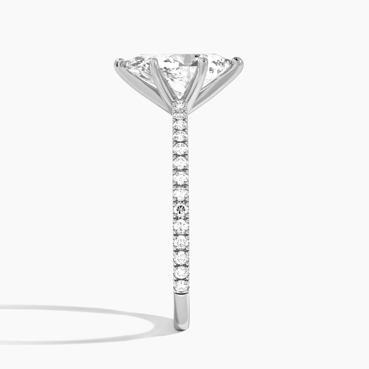 Pear Luxe Belle Lab Grown Diamond Engagement Ring In Platinum, Side View