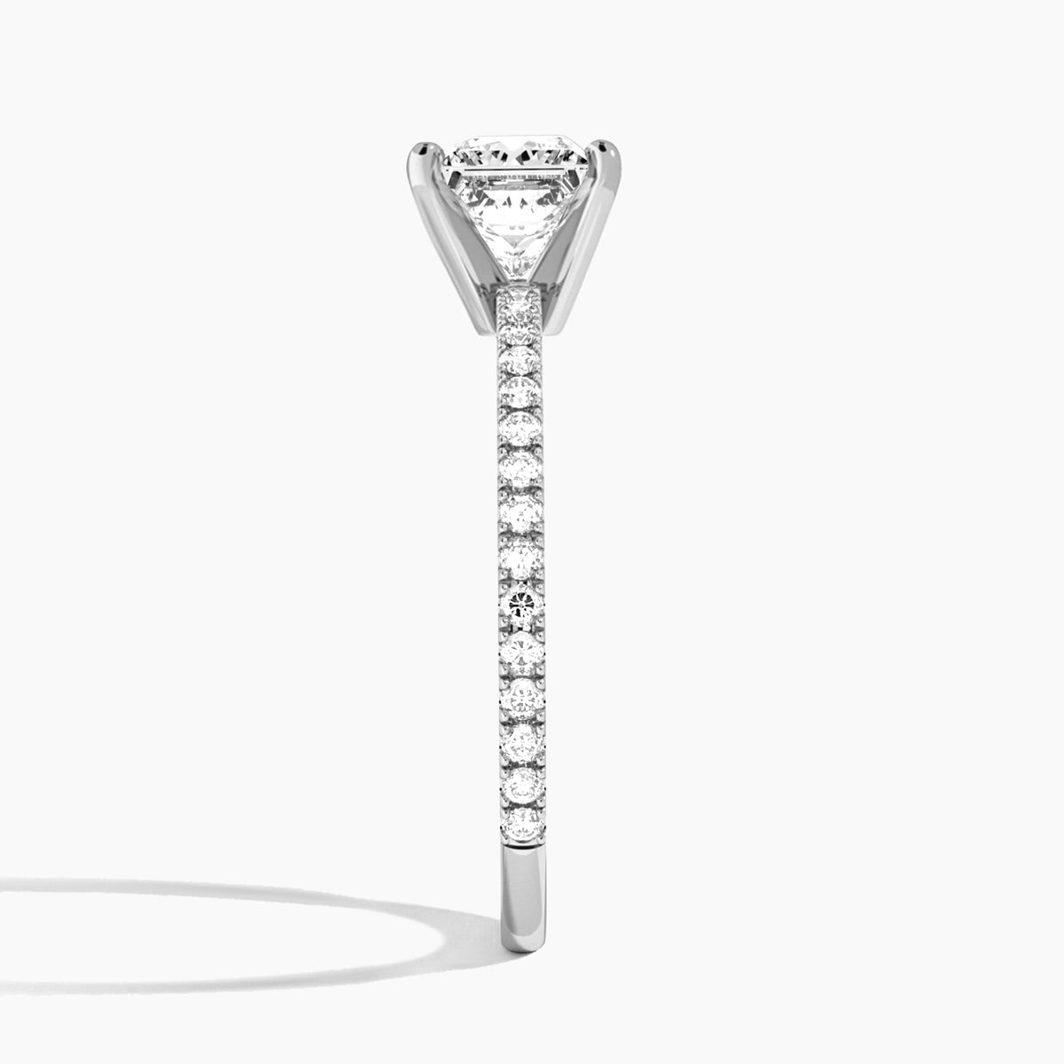 Princess Luxe Belle Lab Grown Diamond Engagement Ring In Platinum, Side View