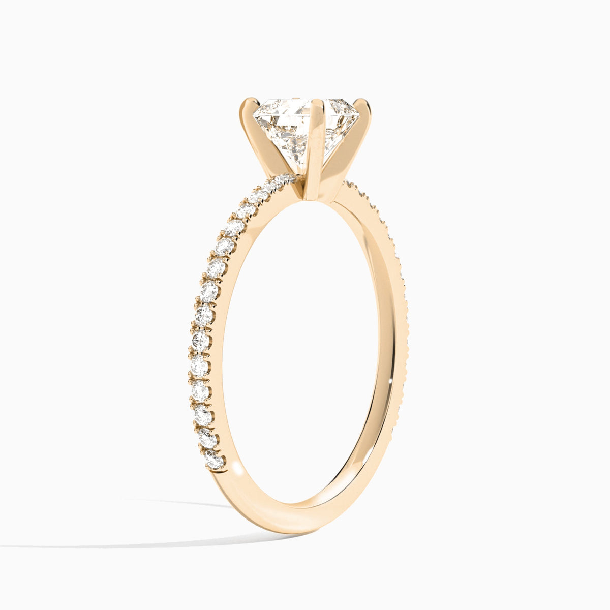 Asscher Luxe Belle Lab Grown Diamond Engagement Ring In 14K Rose Gold, Angle View
