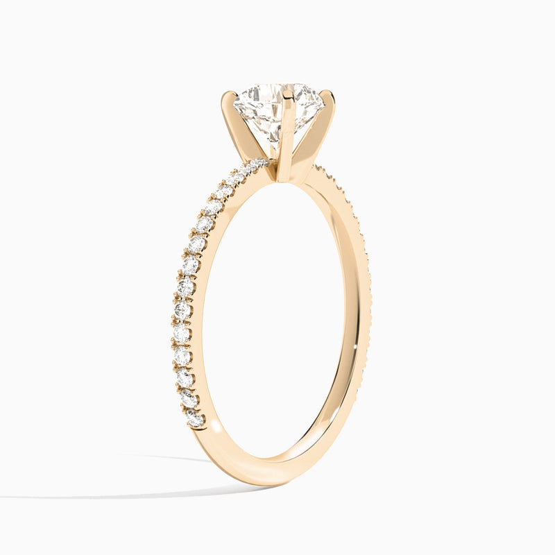 Cushion Luxe Belle Lab Grown Diamond Engagement Ring In 14K Rose Gold, Angle View
