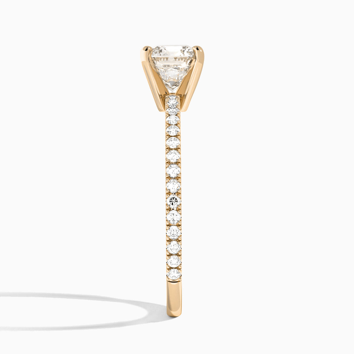 Cushion Luxe Belle Lab Grown Diamond Engagement Ring In 14K Rose Gold, Side View