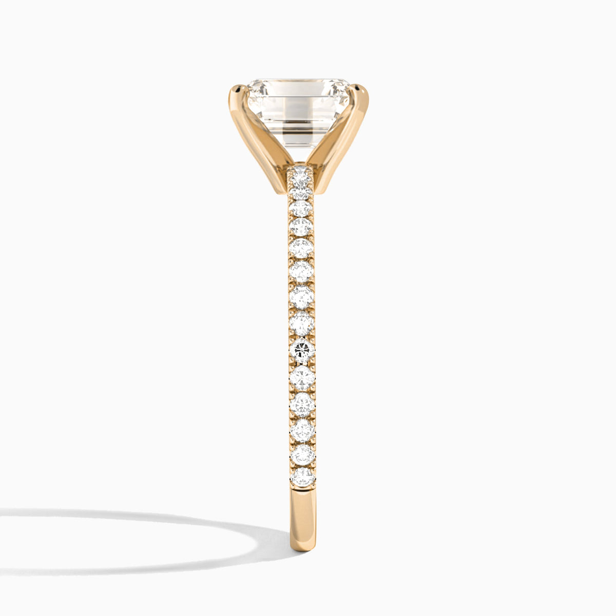 Emerald Luxe Belle Lab Grown Diamond Engagement Ring In 14K Rose Gold, Side View