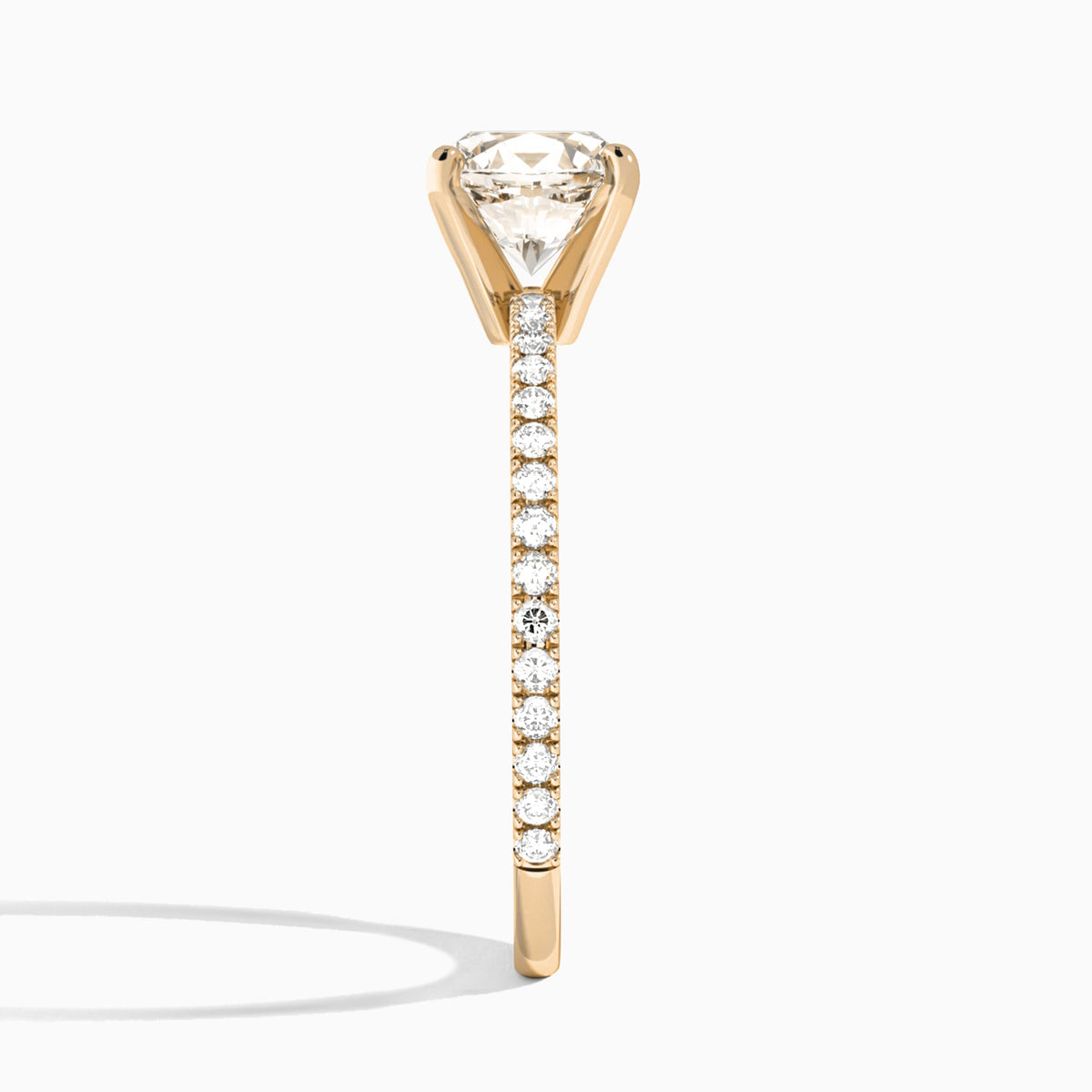 Oval Luxe Belle Lab Grown Diamond Engagement Ring In 14K Rose Gold, Side View
