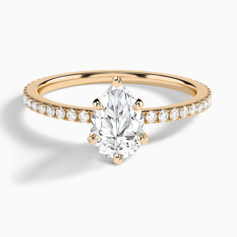 Pear Luxe Belle Lab Grown Diamond Engagement Ring In 14K Rose Gold - Lucenjuri