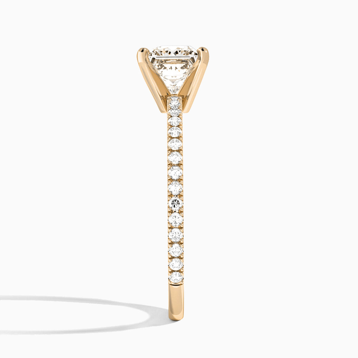 Princess Luxe Belle Lab Grown Diamond Engagement Ring In 14K Rose Gold, Side View