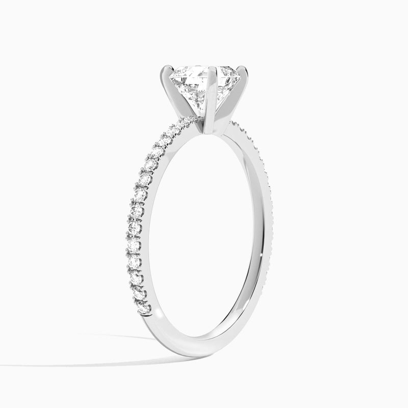 Asscher Luxe Belle Lab Grown Diamond Engagement Ring In 18K White Gold, Angle View