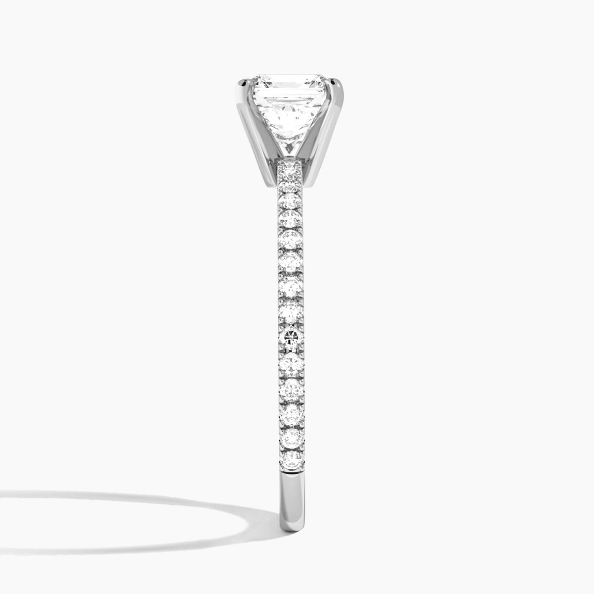 Asscher Luxe Belle Lab Grown Diamond Engagement Ring In 14K White Gold, Side View