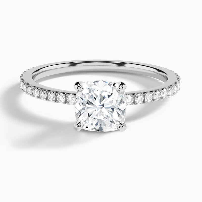 Cushion Luxe Belle Lab Grown Diamond Engagement Ring In 18K White Gold - Lucenjuri