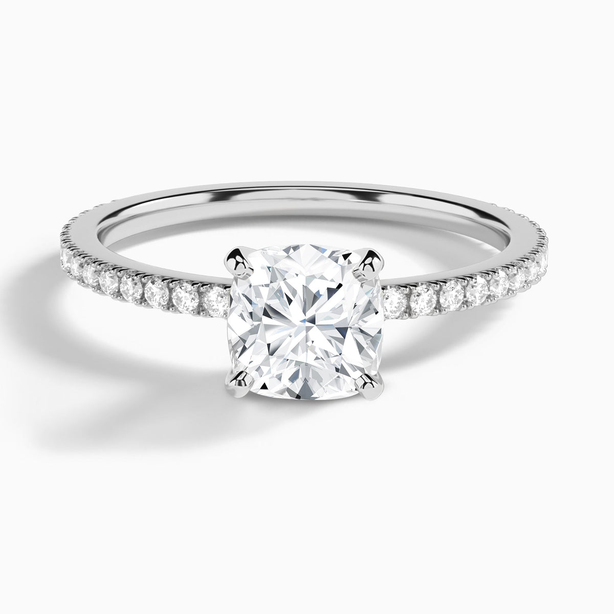 Cushion Luxe Belle Lab Grown Diamond Engagement Ring In 18K White Gold - Lucenjuri