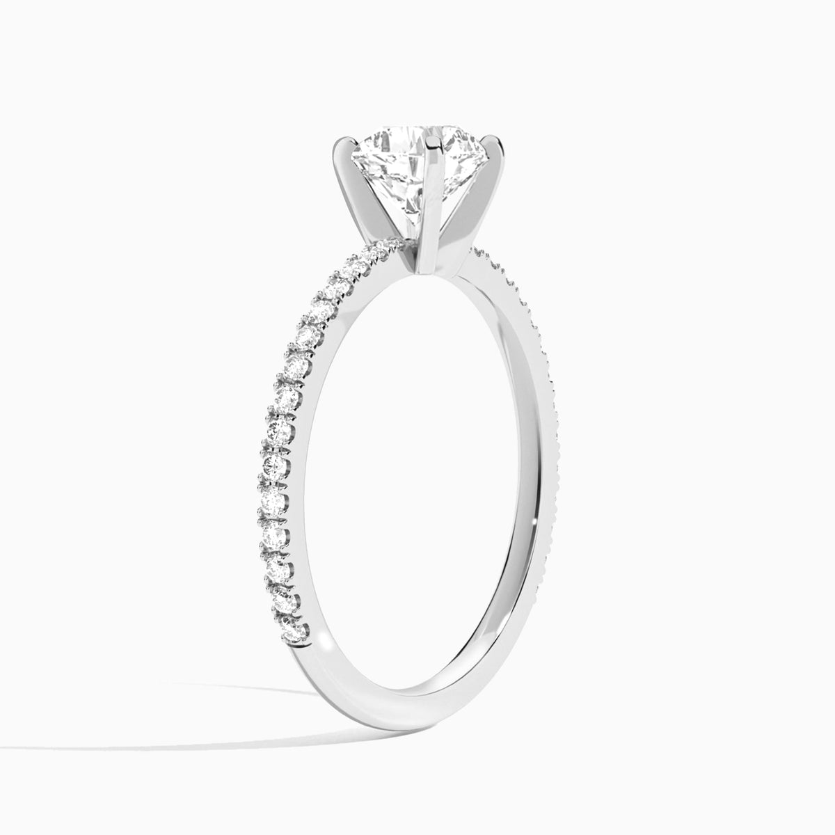 Cushion Luxe Belle Lab Grown Diamond Engagement Ring In 18K White Gold, Angle View