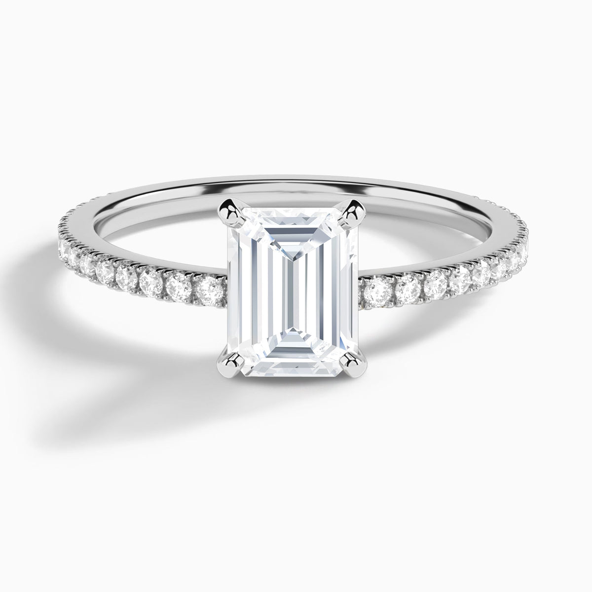 Emerald Luxe Belle Lab Grown Diamond Engagement Ring In 14K White Gold - Lucenjuri