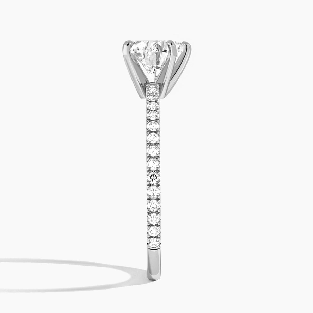 Heart Luxe Belle Lab Grown Diamond Engagement Ring In 18K White Gold, Side View