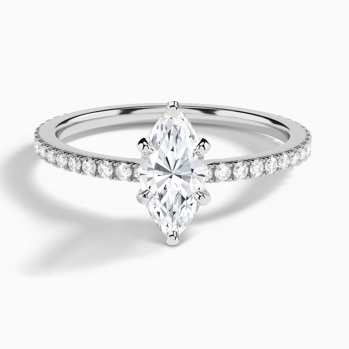 Marquise Luxe Belle Lab Grown Diamond Engagement Ring In 18K White Gold - Lucenjuri