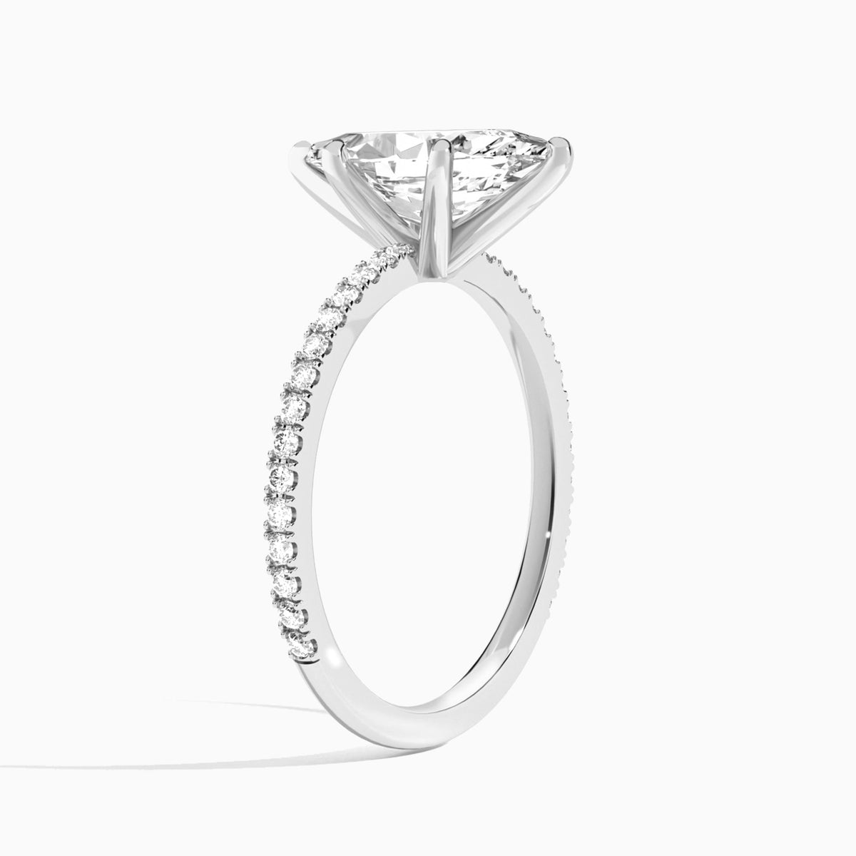 Marquise Luxe Belle Lab Grown Diamond Engagement Ring In 14K White Gold, Angle View