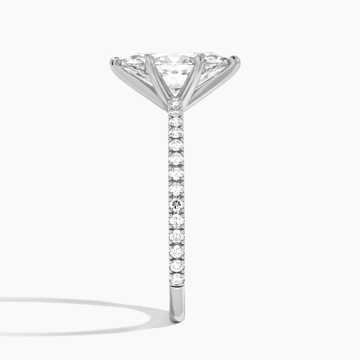 Marquise Luxe Belle Lab Grown Diamond Engagement Ring In 14K White Gold, Side View