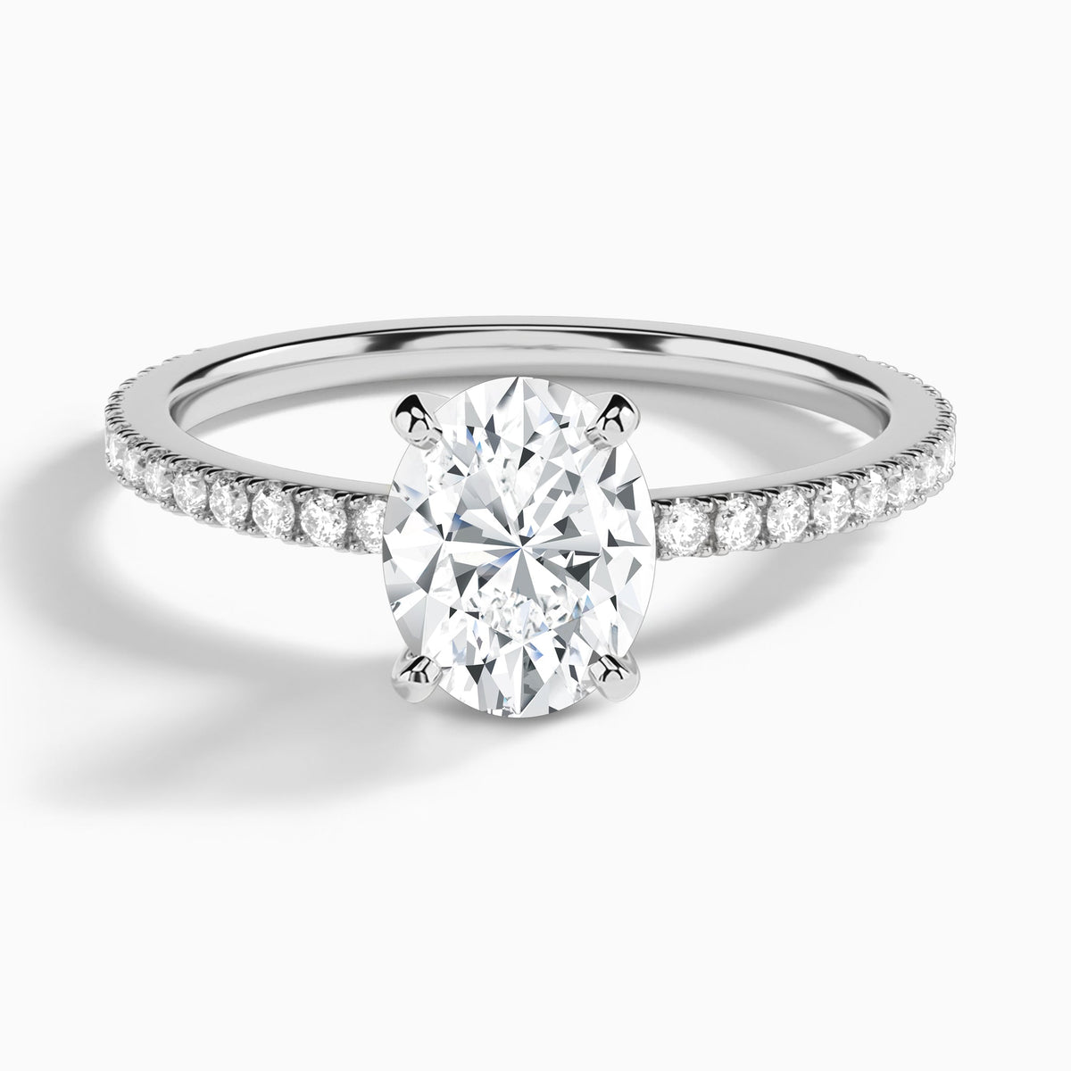 Oval Luxe Belle Lab Grown Diamond Engagement Ring In 14K White Gold - Lucenjuri