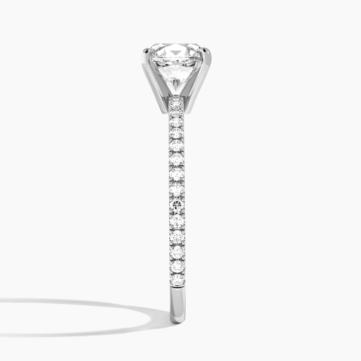Oval Luxe Belle Lab Grown Diamond Engagement Ring In 14K White Gold, Side View