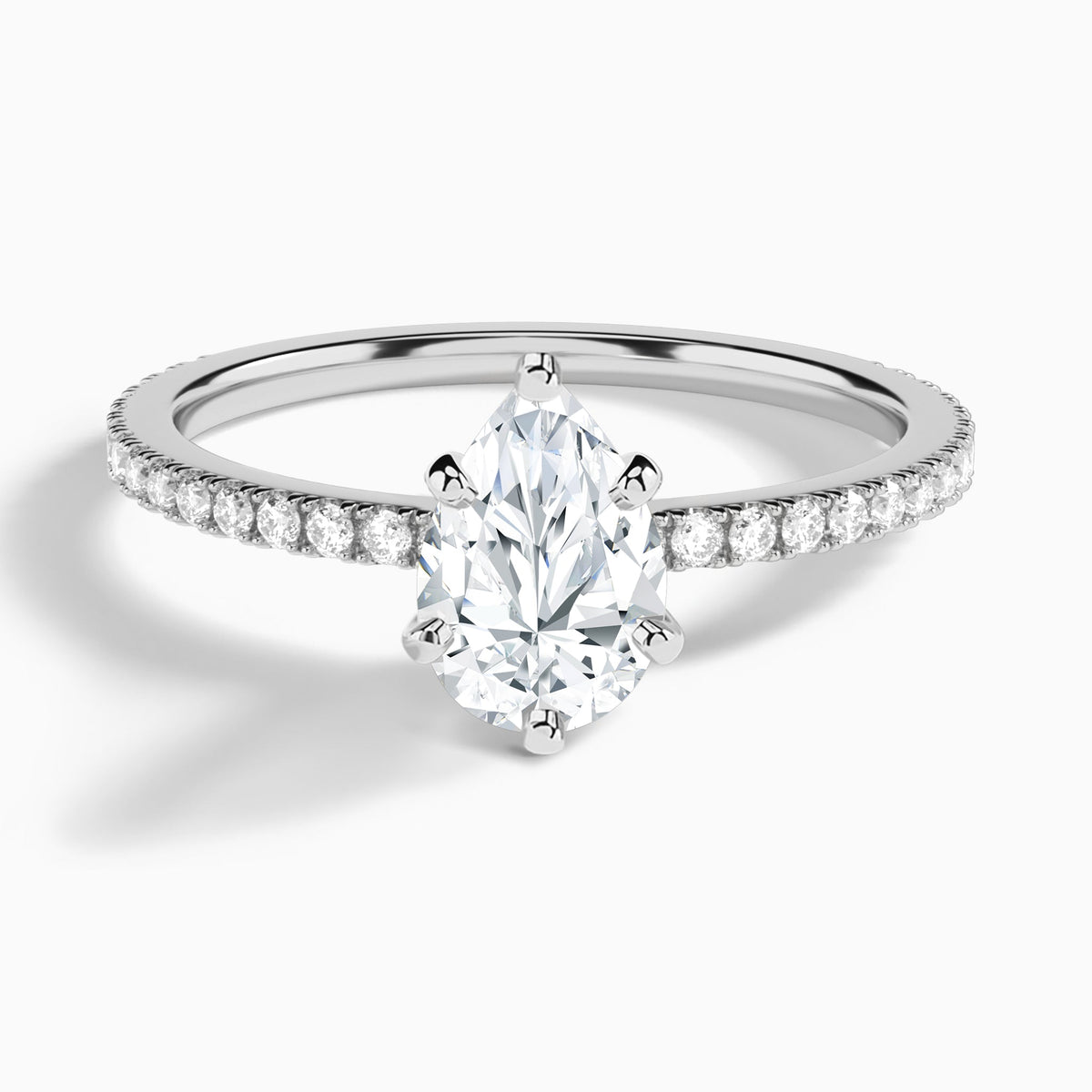 Pear Luxe Belle Lab Grown Diamond Engagement Ring In 18K White Gold - Lucenjuri
