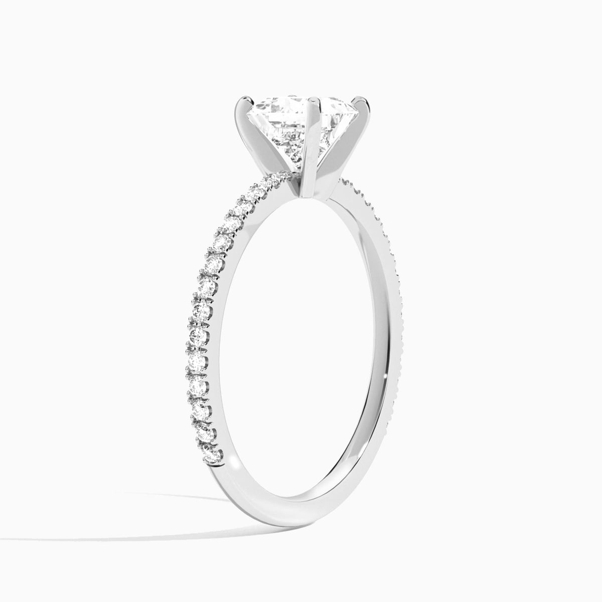 Princess Luxe Belle Lab Grown Diamond Engagement Ring In 18K White Gold, Angle View