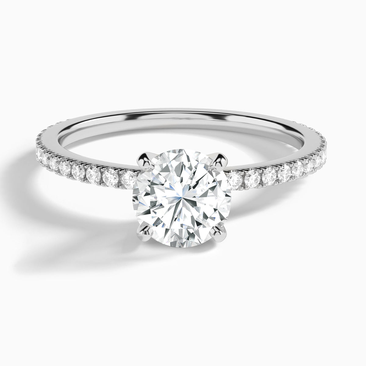 Round Luxe Belle Lab Grown Diamond Engagement Ring In 18K White Gold - Lucenjuri