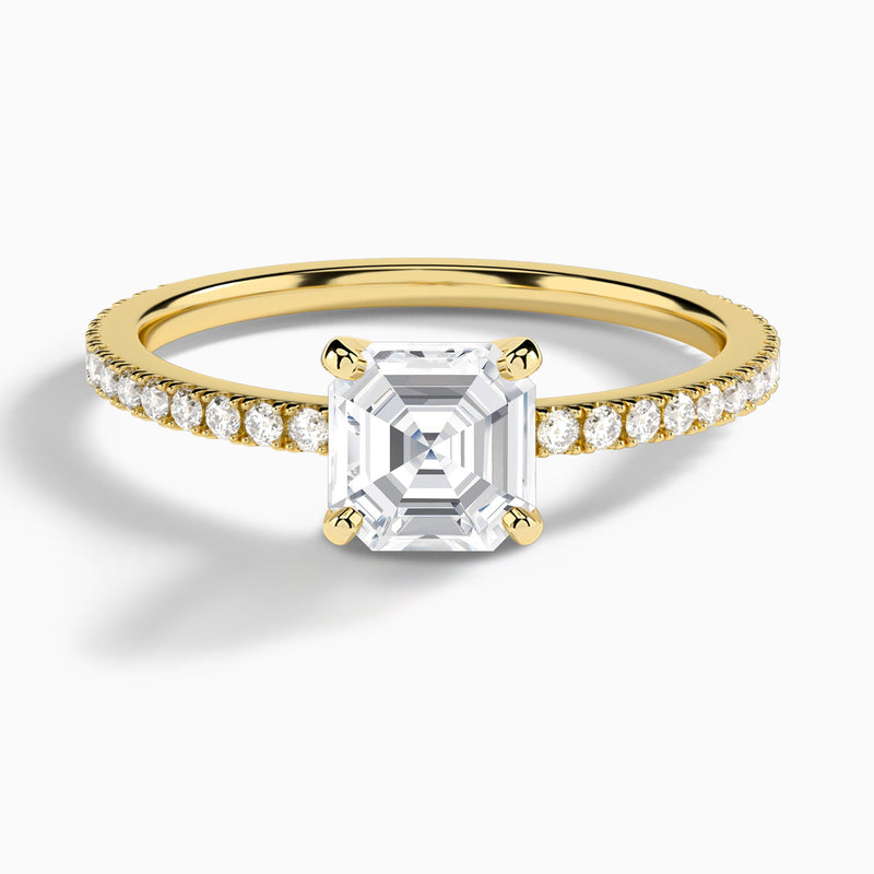 Asscher Luxe Belle Lab Grown Diamond Engagement Ring In 18K Yellow Gold - Lucenjuri