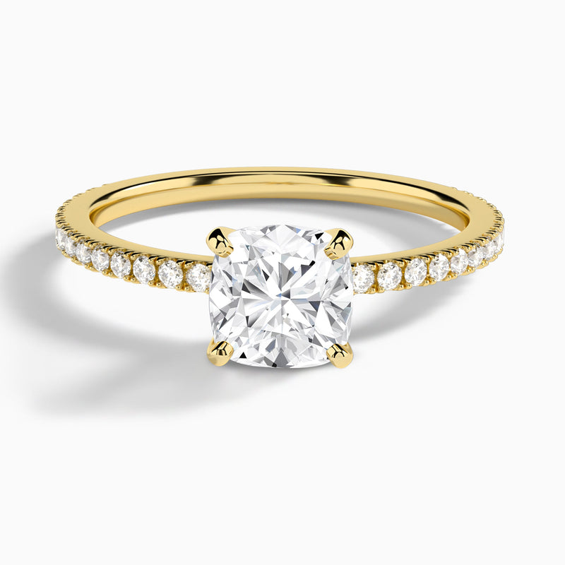 Cushion Luxe Belle Lab Grown Diamond Engagement Ring In 14K Yellow Gold - Lucenjuri