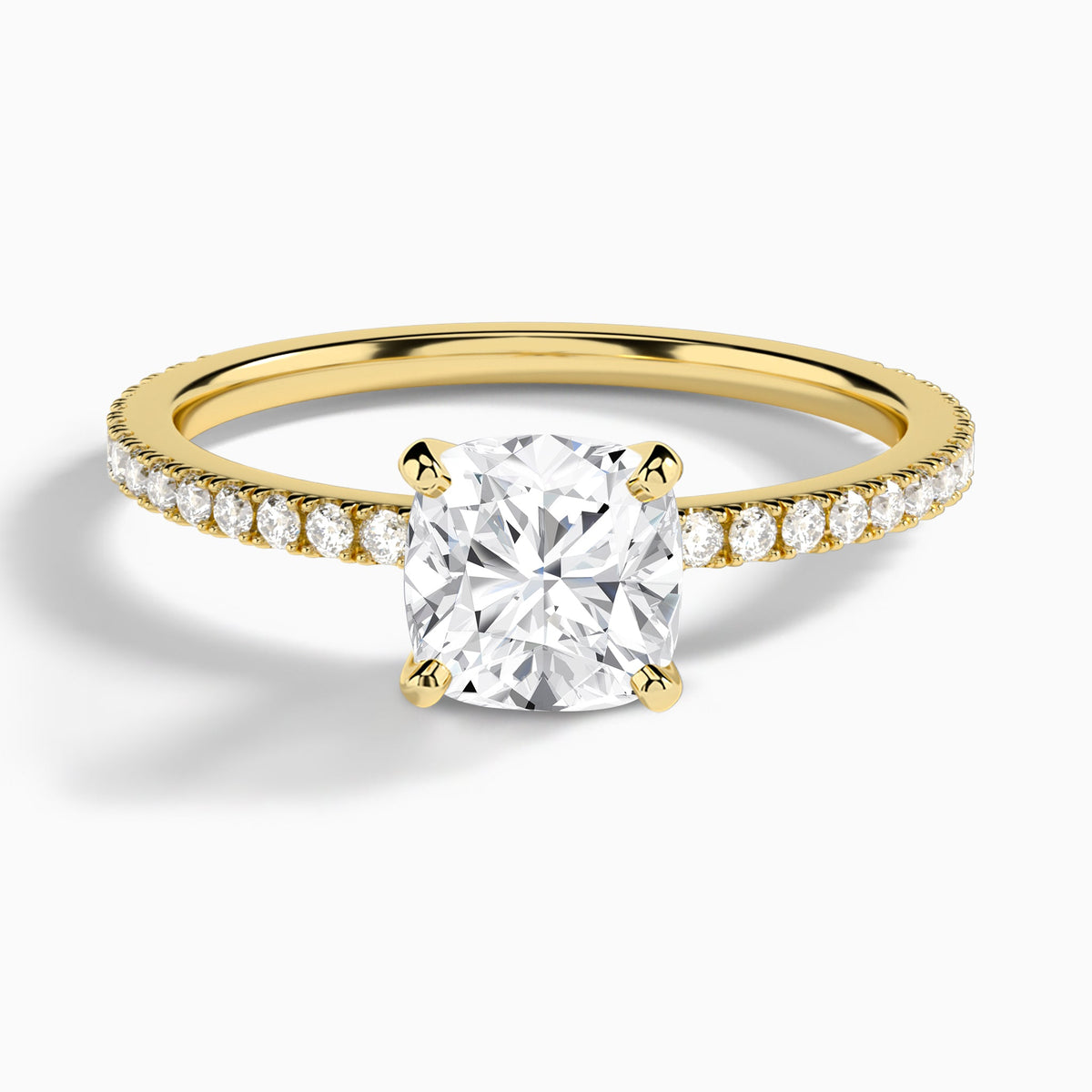 Cushion Luxe Belle Lab Grown Diamond Engagement Ring In 14K Yellow Gold - Lucenjuri