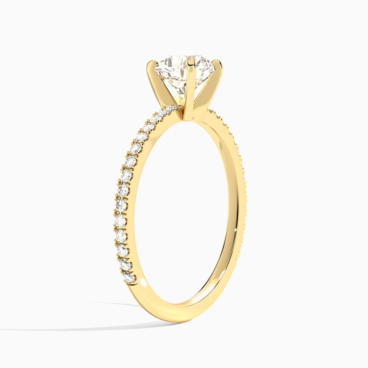 Cushion Luxe Belle Lab Grown Diamond Engagement Ring In 14K Yellow Gold, Angle View