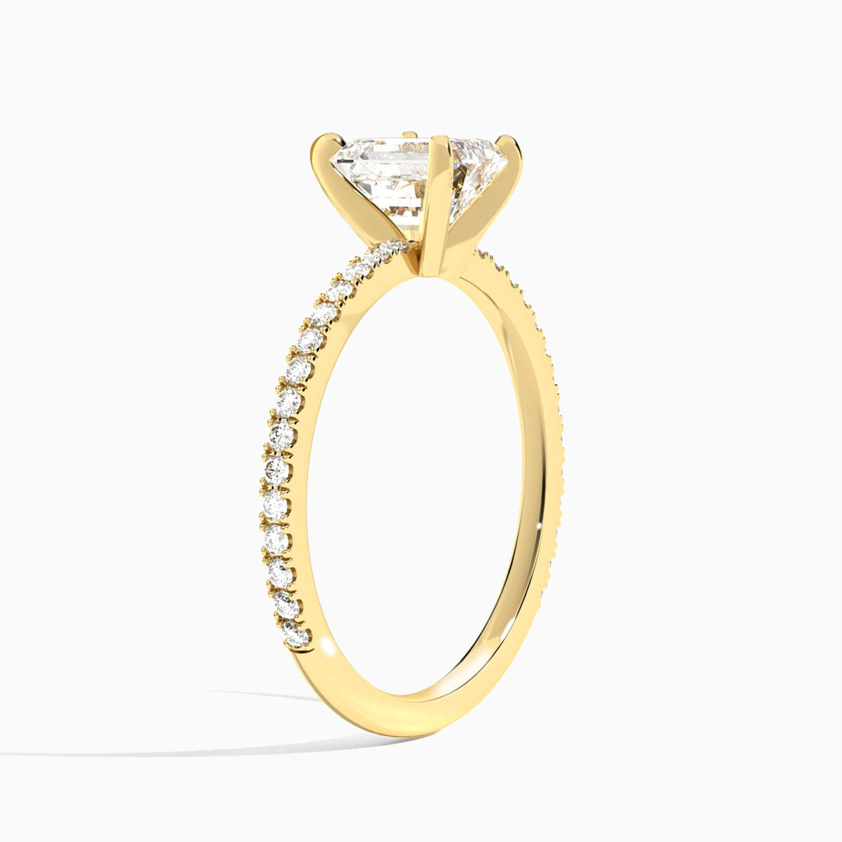 Emerald Luxe Belle Lab Grown Diamond Engagement Ring In 14K Yellow Gold, Angle View