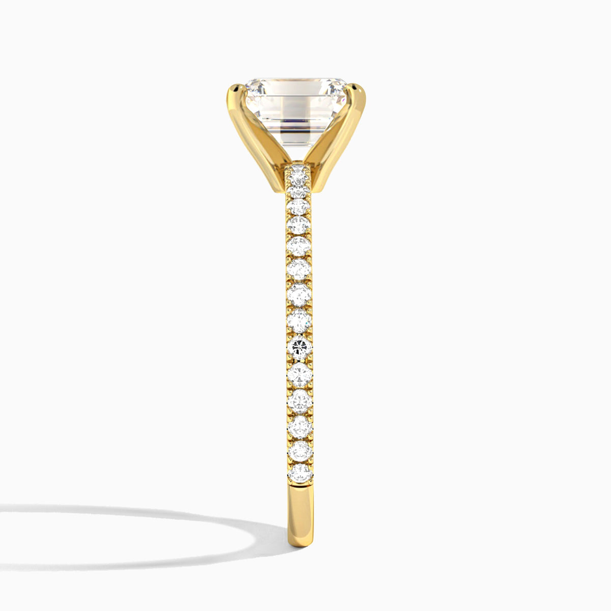 Emerald Luxe Belle Lab Grown Diamond Engagement Ring In 14K Yellow Gold, Side View