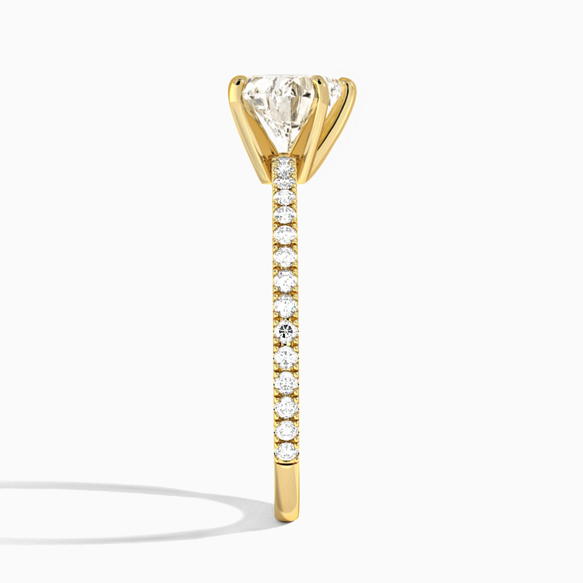 Heart Luxe Belle Lab Grown Diamond Engagement Ring In 14K Yellow Gold, Side View