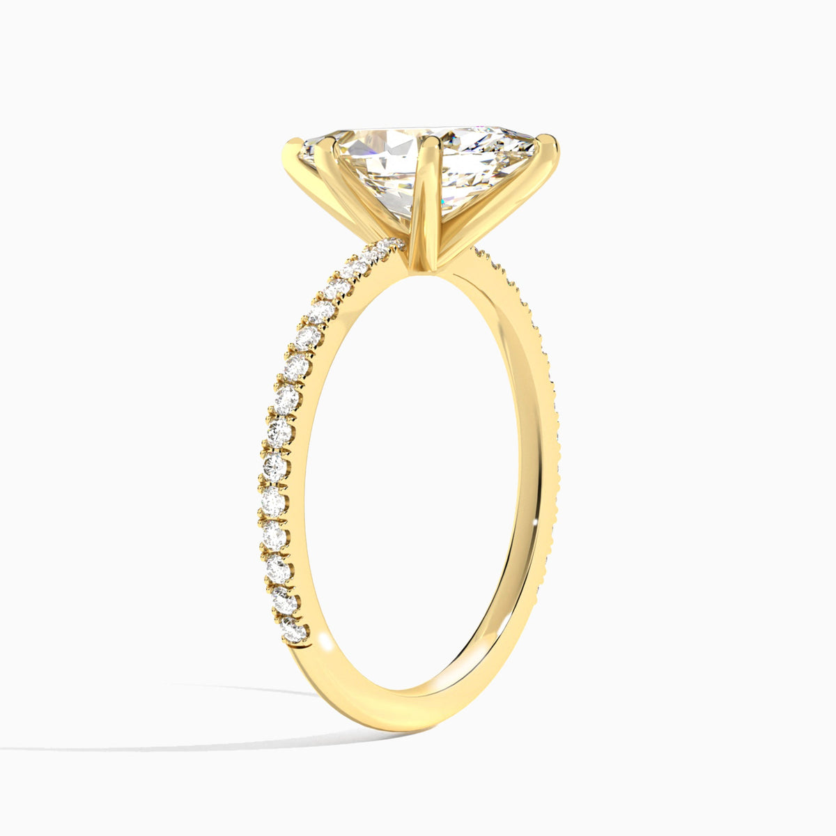 Marquise Luxe Belle Lab Grown Diamond Engagement Ring In 18K Yellow Gold, Angle View