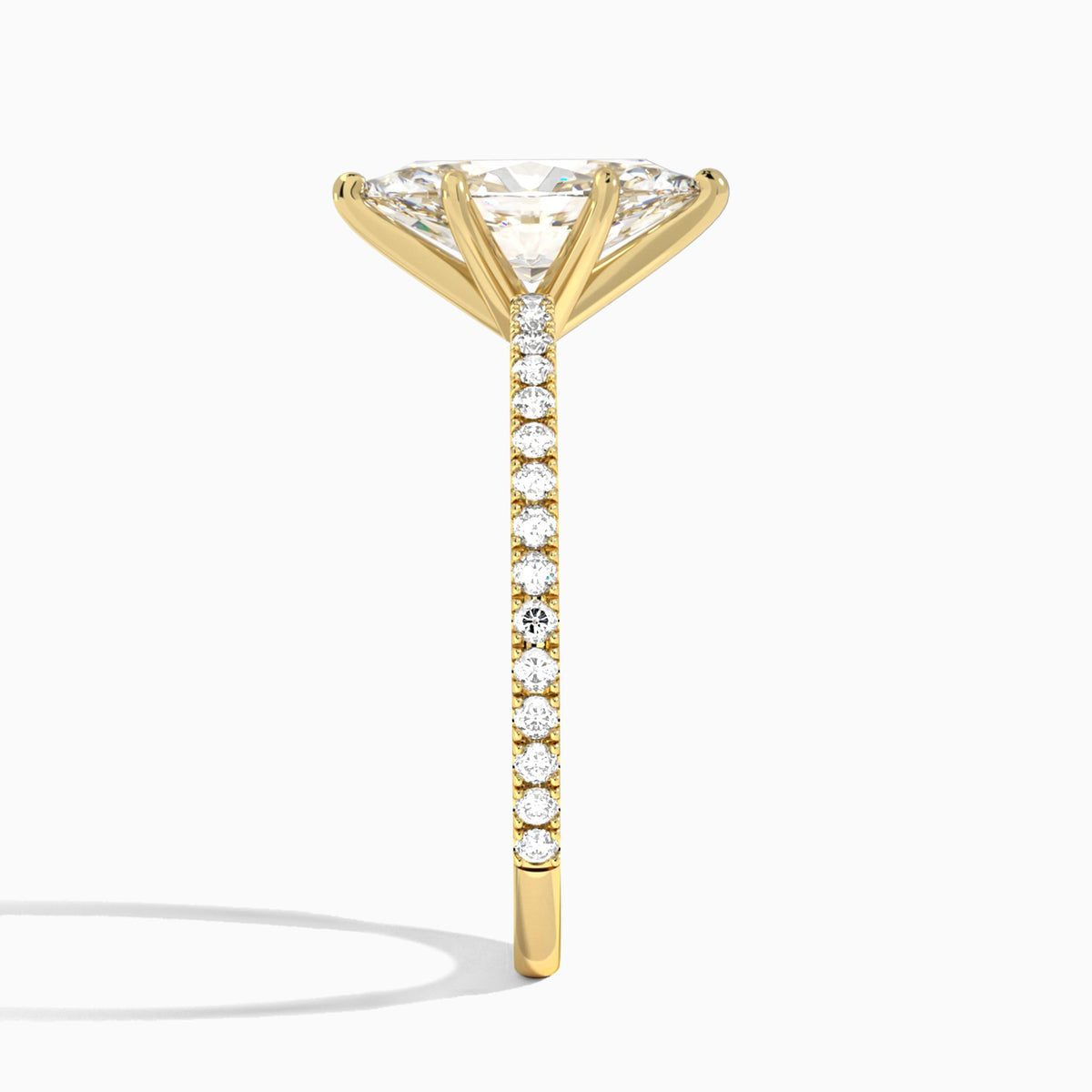 Marquise Luxe Belle Lab Grown Diamond Engagement Ring In 14K Yellow Gold, Side View