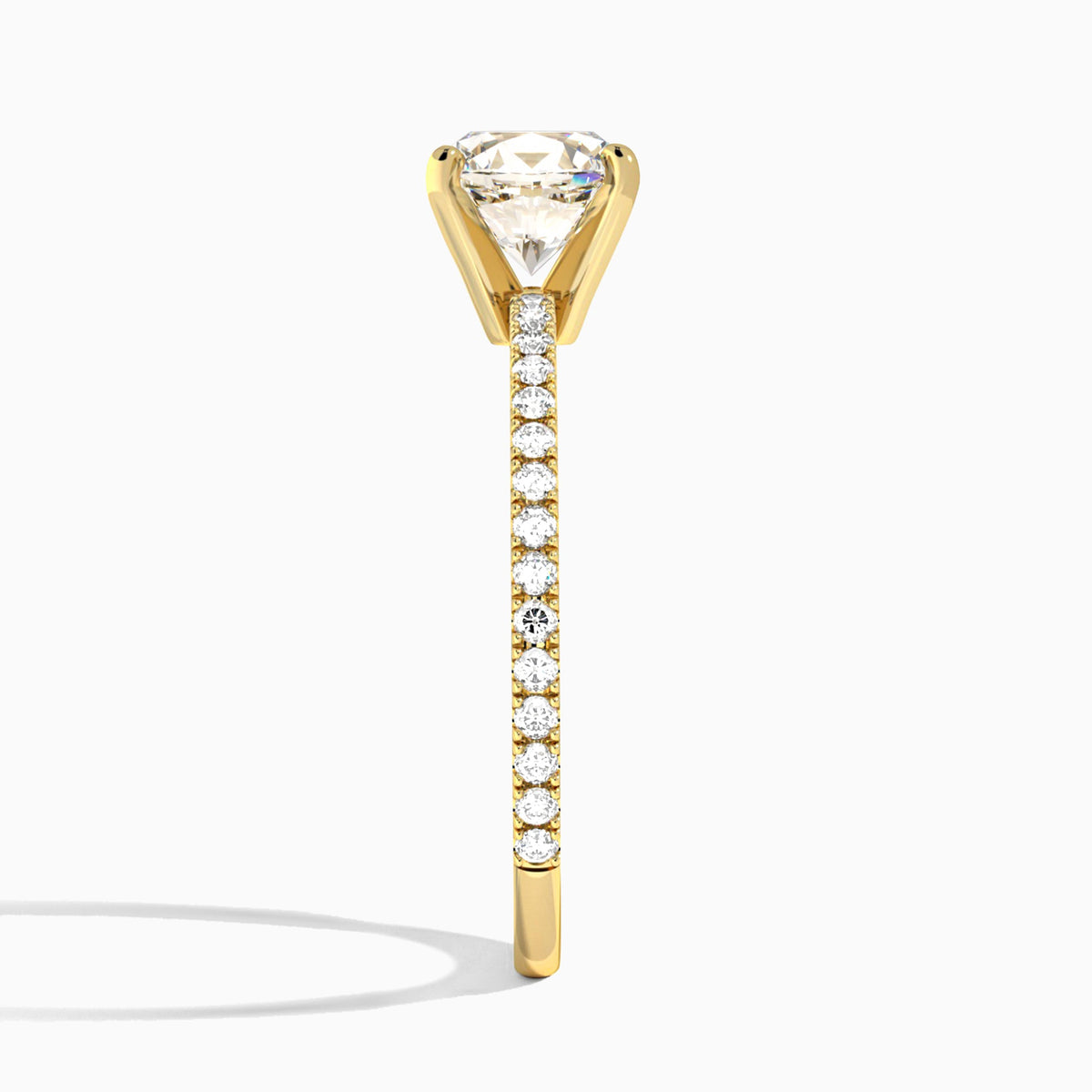 Oval Luxe Belle Lab Grown Diamond Engagement Ring In 14K Yellow Gold, Side View