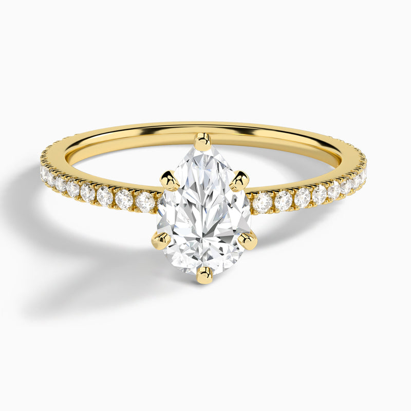 Pear Luxe Belle Lab Grown Diamond Engagement Ring In 14K Yellow Gold - Lucenjuri