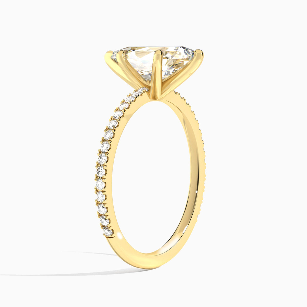 Pear Luxe Belle Lab Grown Diamond Engagement Ring In 18K Yellow Gold, Angle View