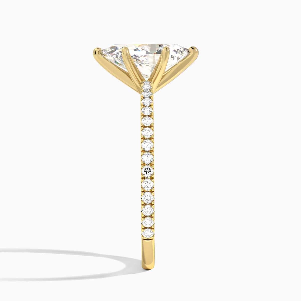 Pear Luxe Belle Lab Grown Diamond Engagement Ring In 18K Yellow Gold, Side View