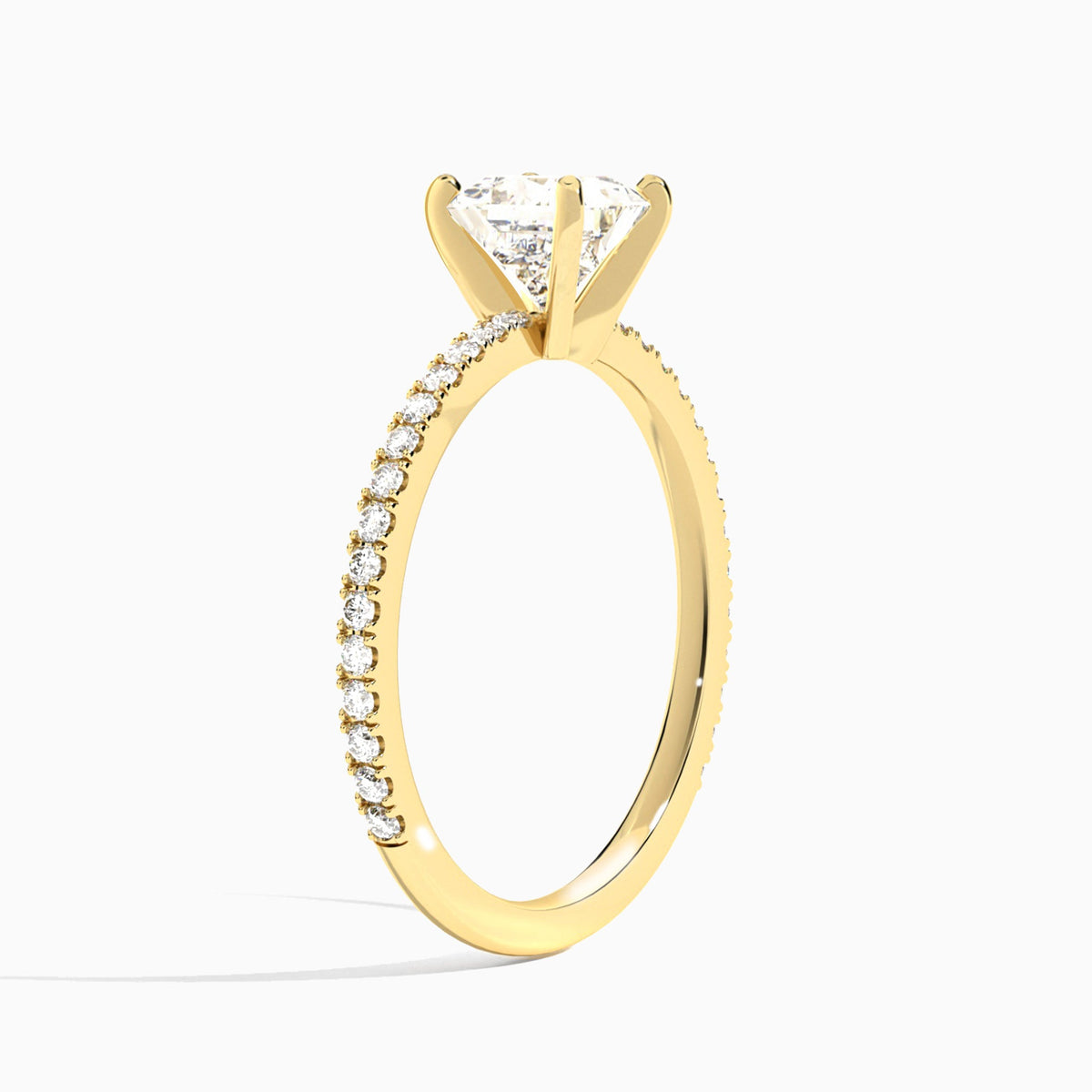 Princess Luxe Belle Lab Grown Diamond Engagement Ring In 14K Yellow Gold, Angle View