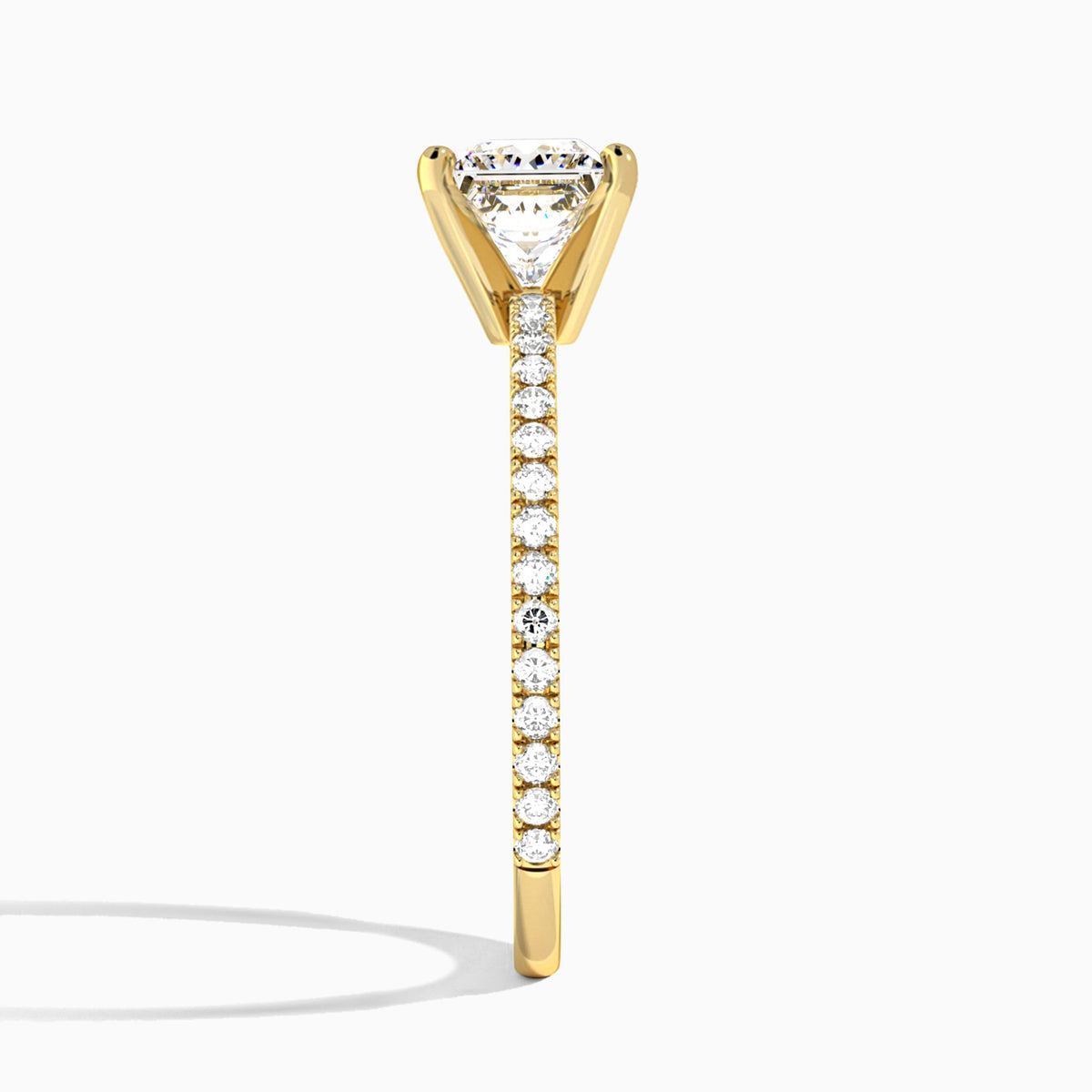 Princess Luxe Belle Lab Grown Diamond Engagement Ring In 14K Yellow Gold, Side View