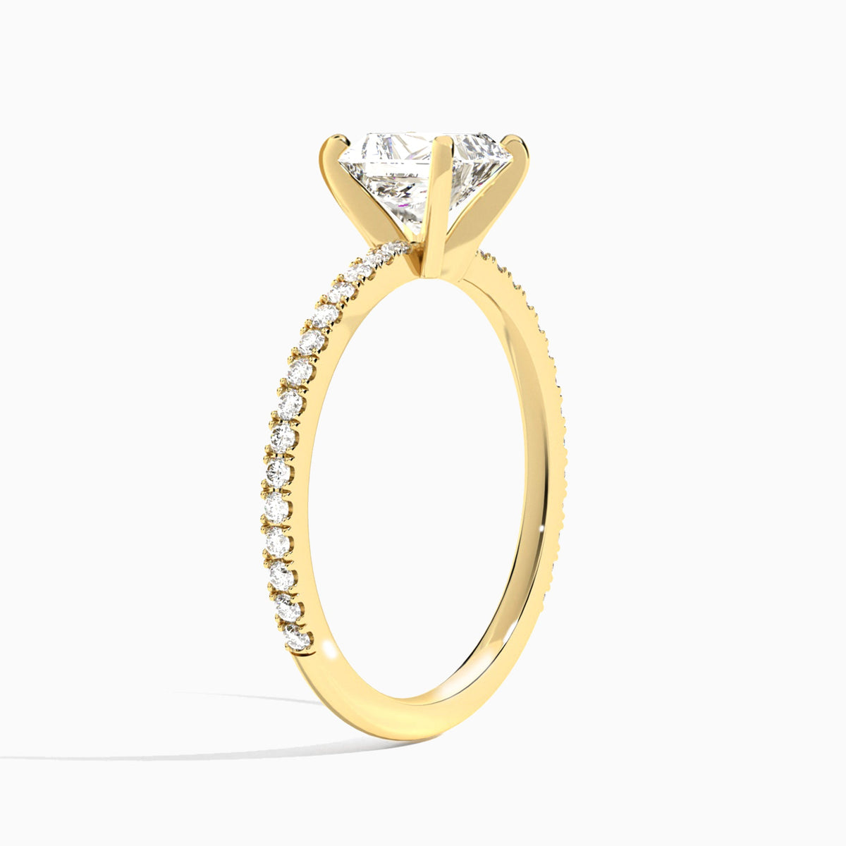 Radiant Luxe Belle Lab Grown Diamond Engagement Ring In 18K Yellow Gold, Angle View