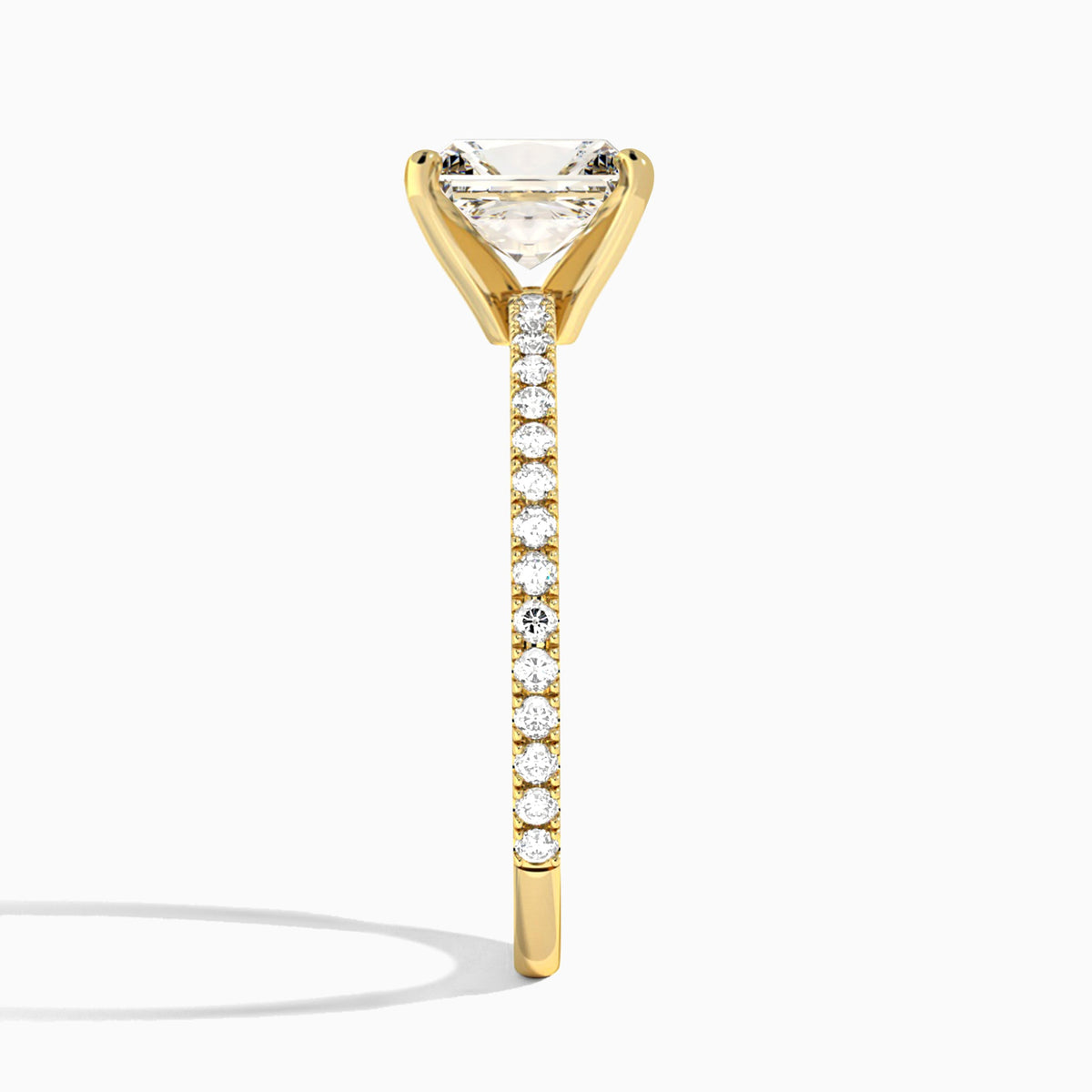 Radiant Luxe Belle Lab Grown Diamond Engagement Ring In 18K Yellow Gold, Side View